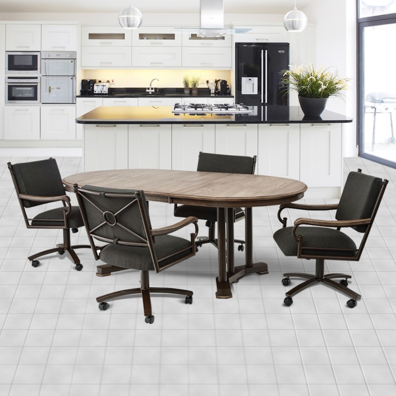 Chromcraft Metalcraft O S Swivel Caster Dining Set