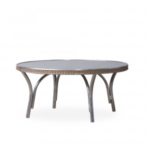 Lloyd Flanders All Seasons 33" Round Cocktail Table with Taupe Glass