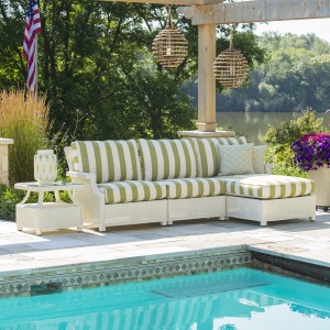 Lloyd Flanders Hamptons Outdoor Wicker Chaise Sectional with End Table