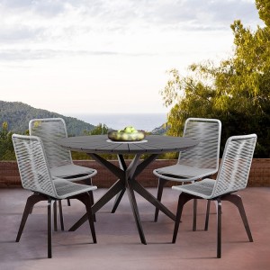 Armen Living Oasis and Island Outdoor 5 Piece Dining Set