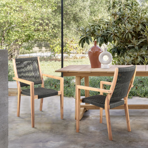 Armen Living Madsen Outdoor Arm Dining Chairs Set of 2