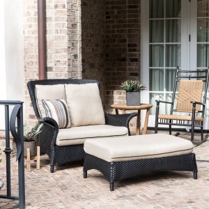 Lloyd Flanders Mandalay Chair and A Half with Large Ottoman Wicker Patio Set