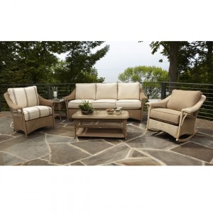 Lloyd Flanders Wicker Nantucket Sofa and Lounge Chair Outdoor Set