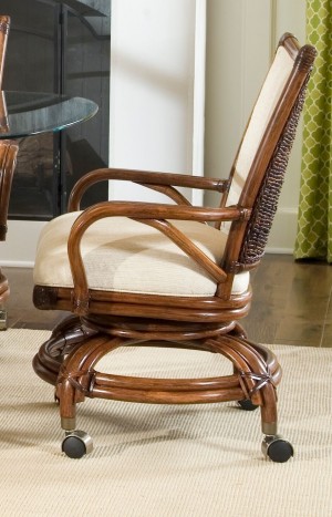 Classic Rattan Raffles Swivel Tilt Caster Dining Chair