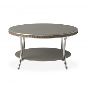 Lloyd Flanders Essence 33" Round Cocktail Table with Taupe Glass