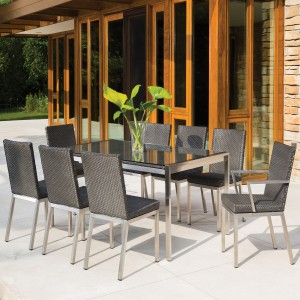 Lloyd Flanders Elements Wicker and Stainless Patio Dining Set