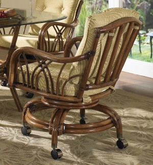 Classic Rattan Orchard Swivel Tilt Rocker Roller Dining Chair