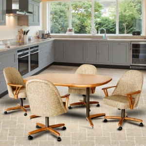 Chromcraft C127-945 and T324-465 Swivel Tilt Caster Chair Dinette Set
