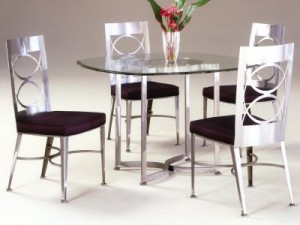 Johnston Casuals Arena Contemporary Dining Set, Table  8633, Glass GL43, Chair  8611