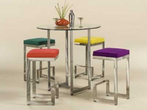 Johnston Casuals 4 Score Contemporary Counter Height Glass TopPub Set, Pub Table  2036, Glass GL43, 4 Bar Stools  2018-26