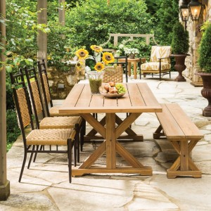 Lloyd Flanders Low Country Wicker and Teak Patio Dining Set