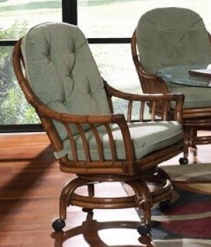 Classic Rattan Walnut Grove Swivel Rocker Dining Chair